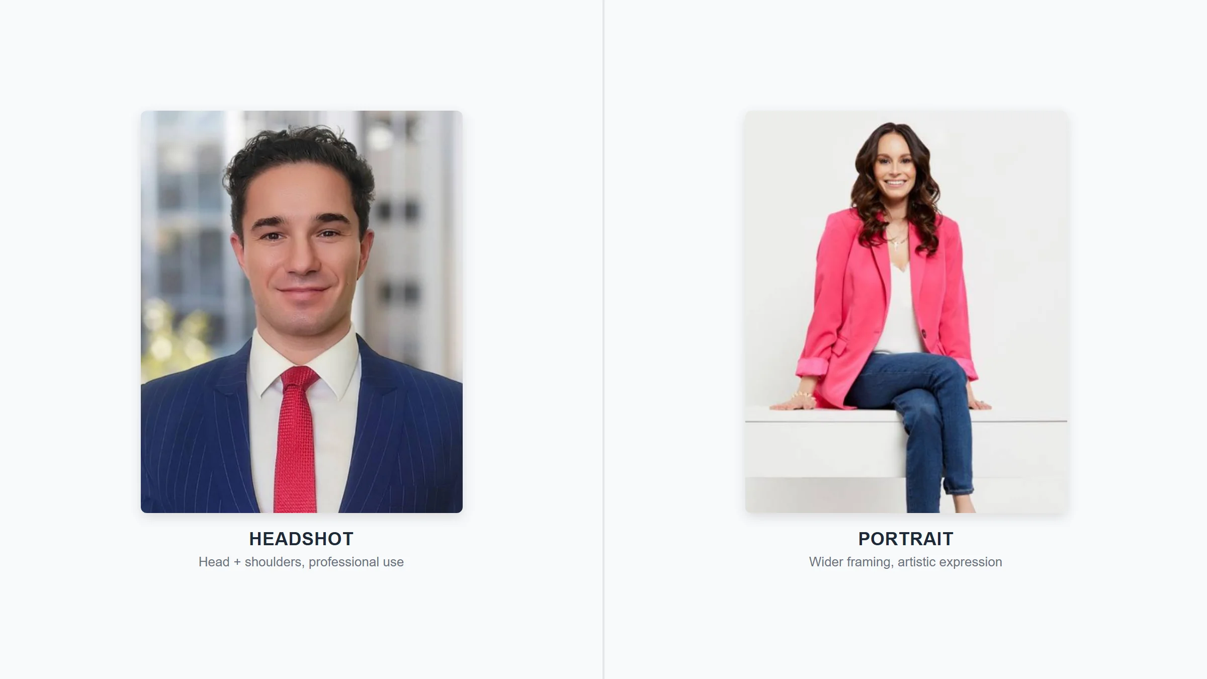 personal branding photography vs headshot showing different framing and scope