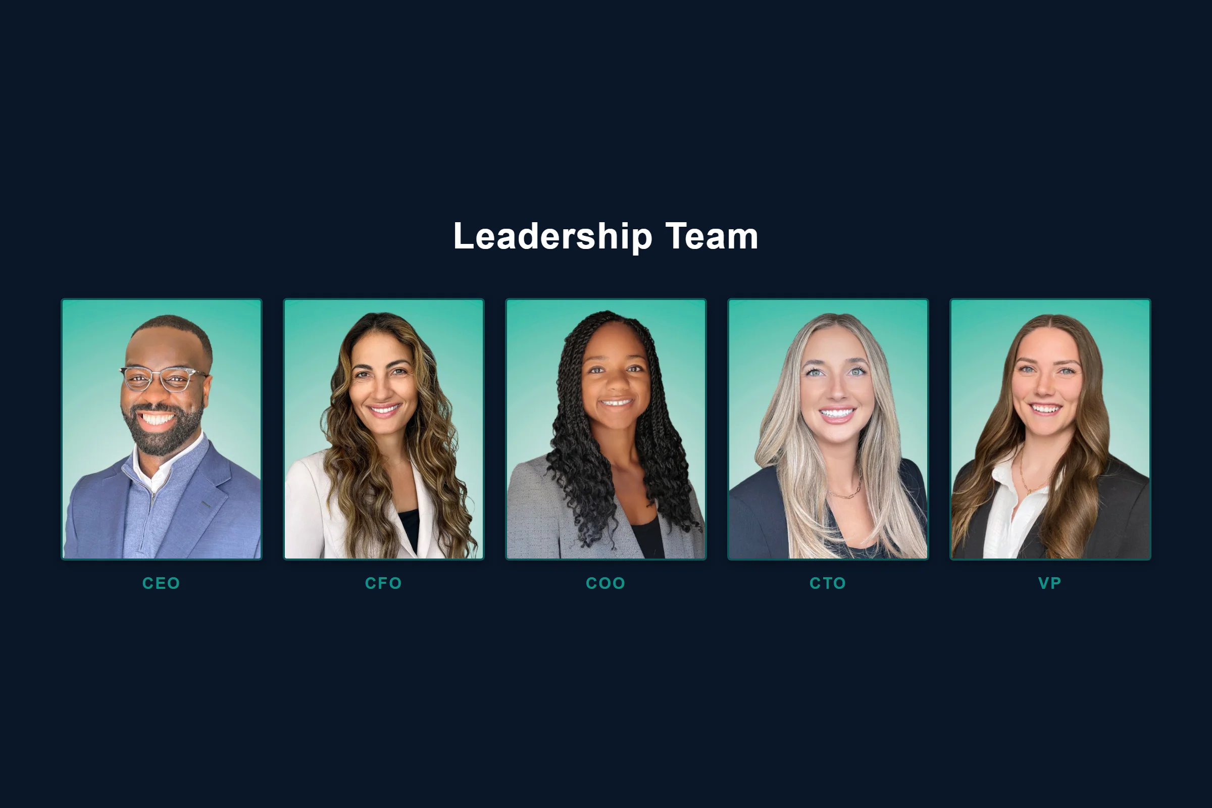 executive leadership team with consistent professional headshot grid